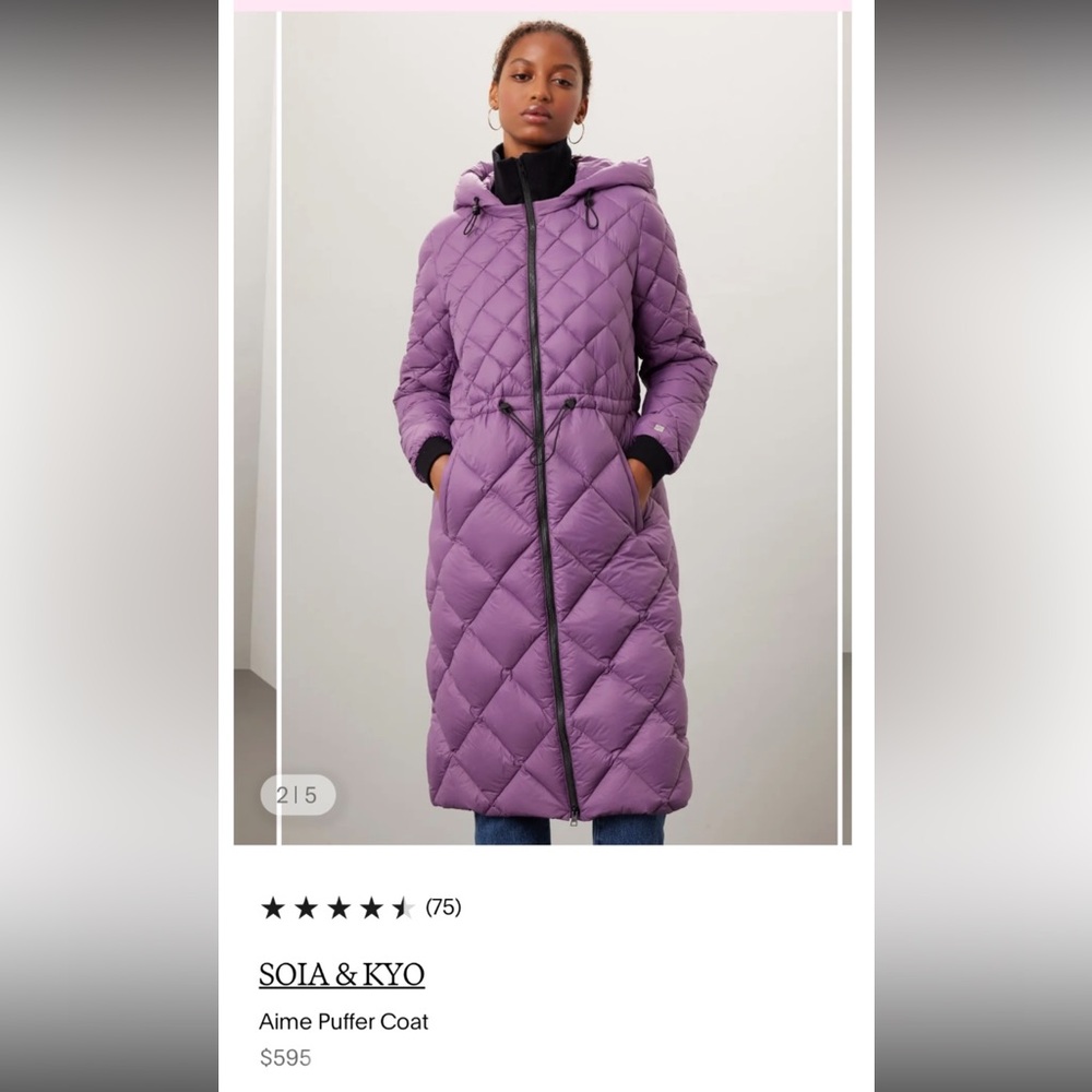 Soia & Kyo Purple Quilted Puffer Coat - Picture 4 of 11